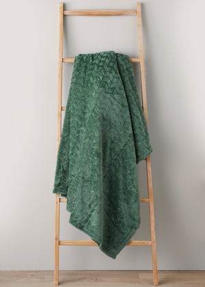 Green Embossed Fleece Throw