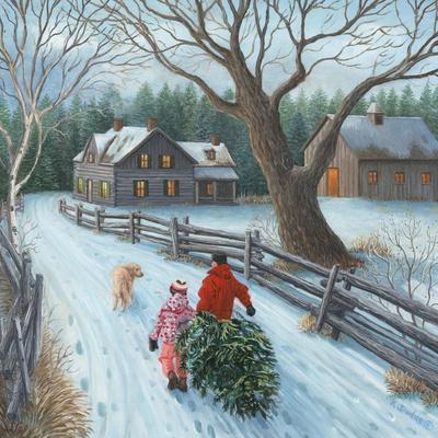 Christmas on the Farm - Giclee Print, 16x16
