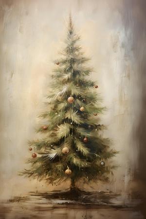 Decorated Christmas Tree - Wall Art Print, 12x18