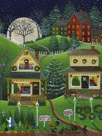 First Snow Fall at Christmas - Giclee Print, 12x16