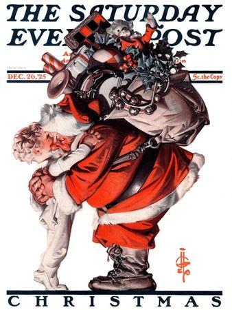 "Hug from Santa," Saturday Evening Post Cover, December 26, 1925 - Giclee Print, 12x16 "Hug from Santa," Saturday Evening Post Cover, December 26, 1925 - Giclee Print, 12x16
