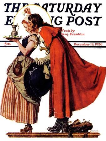 "Mistletoe Kiss" or "Feast for a Traveler" Saturday Evening Post Cover, December 19,1936 - Giclee Print, 12x16 "Mistletoe Kiss" or "Feast for a Traveler" Saturday Evening Post Cover, December 19,1936 - Giclee Print, 12x16