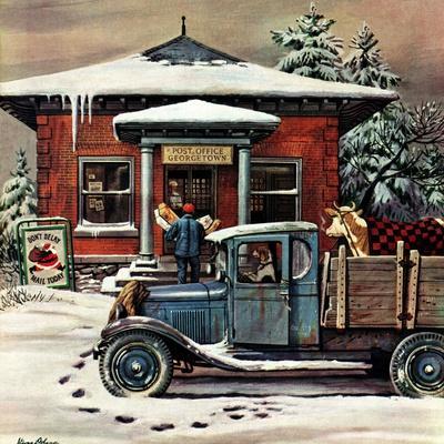 "Rural Post Office at Christmas," December 13, 1947 - Giclee Print, 16x16 "Rural Post Office at Christmas," December 13, 1947 - Giclee Print, 16x16