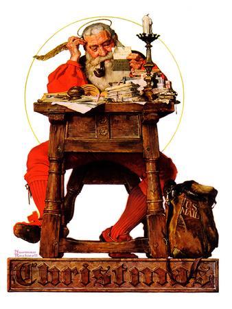 "Santa at His Desk", December 21,1935 - Giclee Print, 12x16 "Santa at His Desk", December 21,1935 - Giclee Print, 12x16