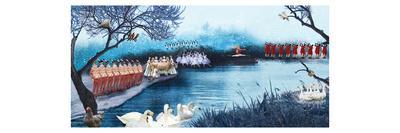 Swans A Swimming - Wall Art Print, 24x8