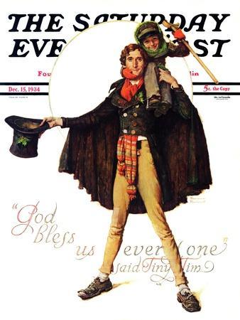 "Tiny Tim" or "God Bless Us Everyone" Saturday Evening Post Cover, December 15,1934 - Giclee Print, 12x16 "Tiny Tim" or "God Bless Us Everyone" Saturday Evening Post Cover, December 15,1934 - Giclee Print, 12x16