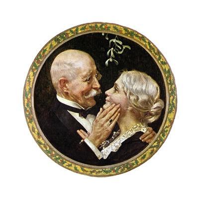 Under the Mistletoe (or Elderly Couple under Mistletoe) - Giclee Print, 16x16